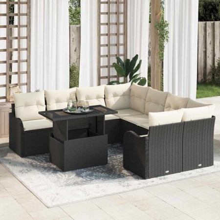 Conjunto de sofá de jardín 9 pcs Negro Rattan de Poliéster en Sofás de exterior | Comprar online en Foru.es