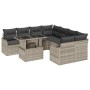 Conjunto de sofá de jardín 9 pcs Gris Claro Rattan de Poliéster en Sofás de exterior | Comprar online en Foru.es