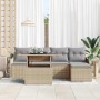 Conjunto de sofá de jardín 6 pcs Beige Rattan de Poliéster en Sofás de exterior | Comprar online en Foru.es