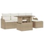 Conjunto de sofá de jardín 6 pcs Beige Rattan de Poliéster en Sofás de exterior | Comprar online en Foru.es