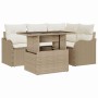 Conjunto de sofá de jardín 5 pcs Beige Rattan de Poliéster en Sofás de exterior | Comprar online en Foru.es