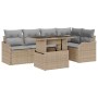 Conjunto de sofá de jardín 6 pcs Beige Rattan de Poliéster en Sofás de exterior | Comprar online en Foru.es