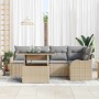 Conjunto de sofá de jardín 6 pcs Beige Rattan de Poliéster en Sofás de exterior | Comprar online en Foru.es