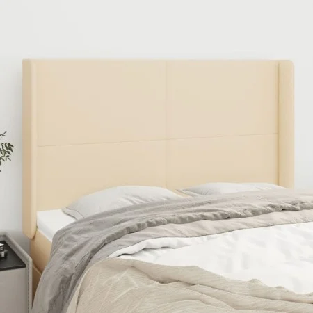 Cabecero con orejas de tela color crema 147x16x118/128 cm de vidaXL, Cabeceros y pies de cama - Ref: Foro24-3119303, Precio: ...