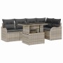 Conjunto de sofá de jardín 6 pcs Gris Claro Rattan de Poliéster en Sofás de exterior | Comprar online en Foru.es
