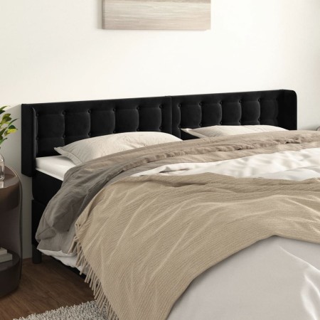 Cabecero de terciopelo negro 163x16x78/88 cm de vidaXL, Cabeceros y pies de cama - Ref: Foro24-3119258, Precio: 65,15 €, Desc...