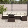 Conjunto de sofá de jardín 7 pcs Marrón Rattan de Poliéster en Sofás de exterior | Comprar online en Foru.es