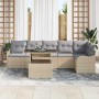 Conjunto de sofá de jardín 7 pcs Beige Rattan de Poliéster en Sofás de exterior | Comprar online en Foru.es