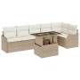 Conjunto de sofá de jardín 7 pcs Beige Rattan de Poliéster en Sofás de exterior | Comprar online en Foru.es