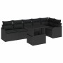 Conjunto de sofá de jardín 7 pcs Negro Rattan de Poliéster en Sofás de exterior | Comprar online en Foru.es