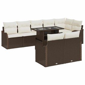 Conjunto de sofá de jardín 9 pcs Marrón Rattan de Poliéster en Sofás de exterior | Comprar online en Foru.es