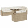 Conjunto de sofá de jardín 9 pcs Beige Rattan de Poliéster en Sofás de exterior | Comprar online en Foru.es