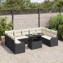Conjunto de sofá de jardín 10 pcs Negro Rattan de Poliéster en Sofás de exterior | Comprar online en Foru.es