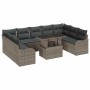 Conjunto de sofá de jardín 10 pcs Gris Rattan de Poliéster en Sofás de exterior | Comprar online en Foru.es
