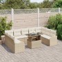Conjunto de sofá de jardín 10 pcs Beige Rattan de Poliéster en Sofás de exterior | Comprar online en Foru.es