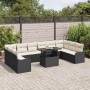 Conjunto de sofá de jardín 11 pcs Negro Rattan de Poliéster en Sofás de exterior | Comprar online en Foru.es