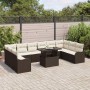 Conjunto de sofá de jardín 11 pcs Marrón Rattan de Poliéster en Sofás de exterior | Comprar online en Foru.es