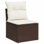Conjunto de sofá de jardín 11 pcs Marrón Rattan de Poliéster en Sofás de exterior | Comprar online en Foru.es