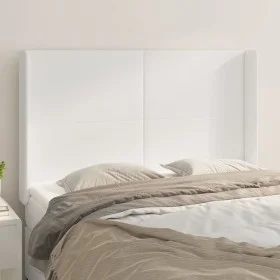 Cabecero con orejas de cuero sintético blanco 147x16x118/128 cm de vidaXL, Cabeceros y pies de cama - Ref: Foro24-3119391, Pr...
