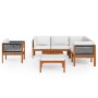 Conjunto de jardín de 8 piezas con cojines, madera color crema, acacia y cuerda en Conjuntos de jardín | Comprar online en Foru.