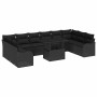 Conjunto de sofá de jardín 11 pcs Negro Rattan de Poliéster en Sofás de exterior | Comprar online en Foru.es