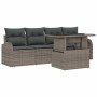 Conjunto de sofá de jardín 5 pcs Gris Rattan de Poliéster en Sofás de exterior | Comprar online en Foru.es