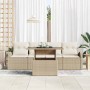 Conjunto de sofá de jardín 5 pcs Beige Rattan de Poliéster en Sofás de exterior | Comprar online en Foru.es