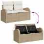 Conjunto de sofá de jardín 5 pcs Beige Rattan de Poliéster en Sofás de exterior | Comprar online en Foru.es