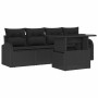 Conjunto de sofá de jardín 5 pcs Negro Rattan de Poliéster en Sofás de exterior | Comprar online en Foru.es