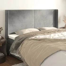 Kopfteil mit hellgrauen Samtohren 183x16x118/128 cm von vidaXL, Kopf- und Fußteile - Ref: Foro24-3119360, Preis: 110,40 €, Ra...