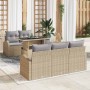 Conjunto de sofá de jardín 6 pcs Beige Rattan de Poliéster en Sofás de exterior | Comprar online en Foru.es