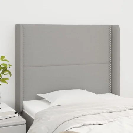Cabecero con orejas de tela gris claro 103x16x118/128 cm de vidaXL, Cabeceros y pies de cama - Ref: Foro24-3119430, Precio: 6...