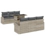 Conjunto de sofá de jardín 7 pcs Gris Claro Rattan de Poliéster en Sofás de exterior | Comprar online en Foru.es