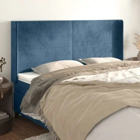 Headboard with dark blue velvet ears 203x16x118/128 cm by vidaXL, Headboards and footboards - Ref: Foro24-3119370, Price: 133...
