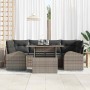 Conjunto de sofá de jardín 7 pcs Gris Rattan de Poliéster en Sofás de exterior | Comprar online en Foru.es