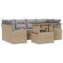 Conjunto de sofá de jardín 7 pcs Beige Rattan de Poliéster en Sofás de exterior | Comprar online en Foru.es