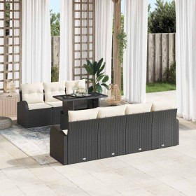 Conjunto de sofá de jardín 8 pcs Negro Rattan de Poliéster en Sofás de exterior | Comprar online en Foru.es