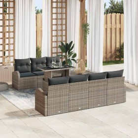 Conjunto de sofá de jardín 8 pcs Gris Rattan de Poliéster en Sofás de exterior | Comprar online en Foru.es