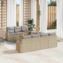 Conjunto de sofá de jardín 8 pcs Beige Rattan de Poliéster en Sofás de exterior | Comprar online en Foru.es