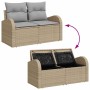 Conjunto de sofá de jardín 8 pcs Beige Rattan de Poliéster en Sofás de exterior | Comprar online en Foru.es