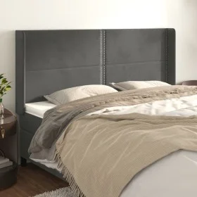Headboard with dark gray velvet ears 203x16x118/128 cm by vidaXL, Headboards and footboards - Ref: Foro24-3119507, Price: 104...