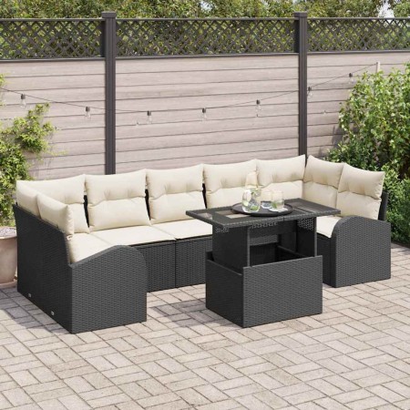 Conjunto de sofá de jardín 8 pcs Negro Rattan de Poliéster en Sofás de exterior | Comprar online en Foru.es