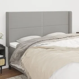 Headboard with light gray fabric ears 203x16x118/128 cm by vidaXL, Headboards and footboards - Ref: Foro24-3119462, Price: 10...