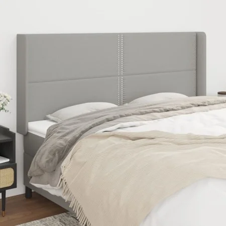 Headboard with light gray fabric ears 203x16x118/128 cm by vidaXL, Headboards and footboards - Ref: Foro24-3119462, Price: 10...