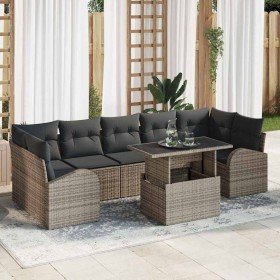 Conjunto de sofá de jardín 8 pcs Gris Rattan de Poliéster en Sofás de exterior | Comprar online en Foru.es