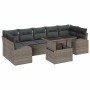 Conjunto de sofá de jardín 8 pcs Gris Rattan de Poliéster en Sofás de exterior | Comprar online en Foru.es