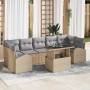 Conjunto de sofá de jardín 8 pcs Beige Rattan de Poliéster en Sofás de exterior | Comprar online en Foru.es