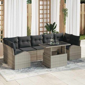 Conjunto de sofá de jardín 8 pcs Gris Claro Rattan de Poliéster en Sofás de exterior | Comprar online en Foru.es
