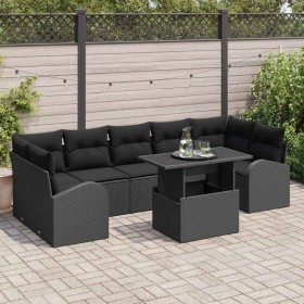 Conjunto de sofá de jardín 8 pcs Negro Rattan de Poliéster en Sofás de exterior | Comprar online en Foru.es