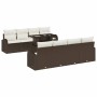 Conjunto de sofá de jardín 9 pcs Marrón Rattan de Poliéster en Sofás de exterior | Comprar online en Foru.es